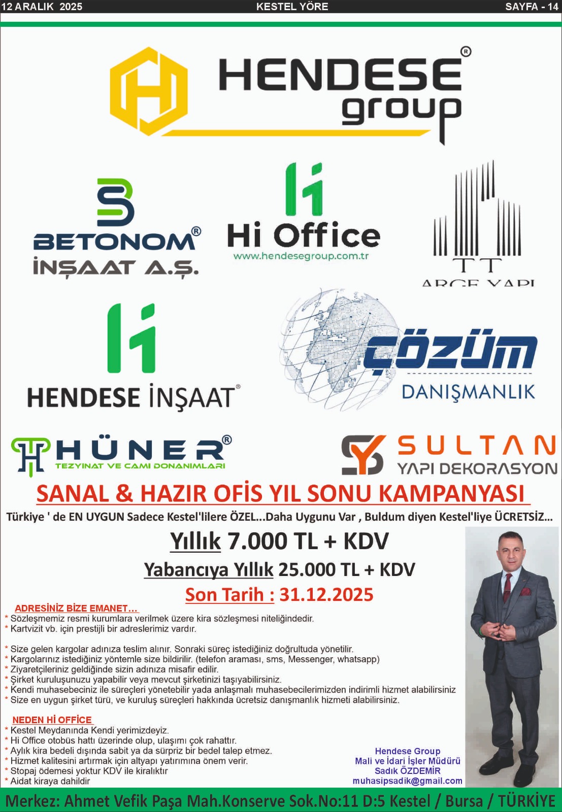 Kestel Yöre Gazetesi - 12.12.2025