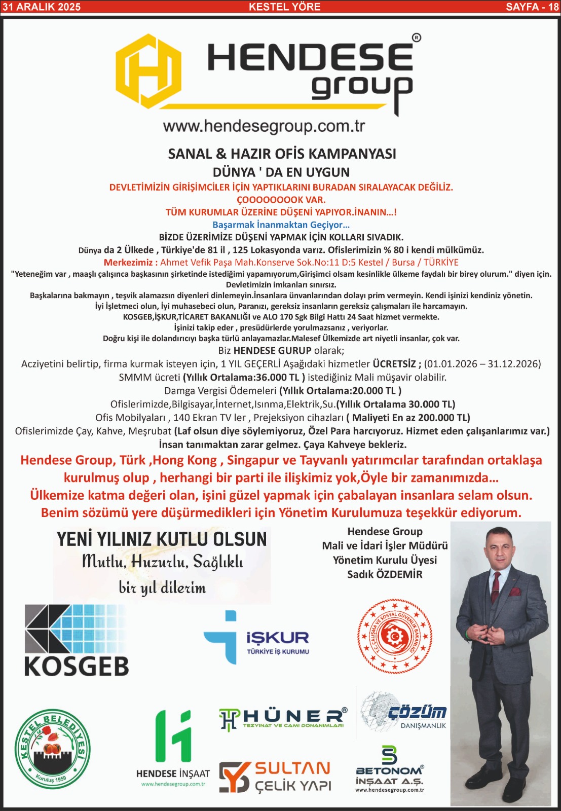 Kestel Yöre Gazetesi - 31.12.2025
